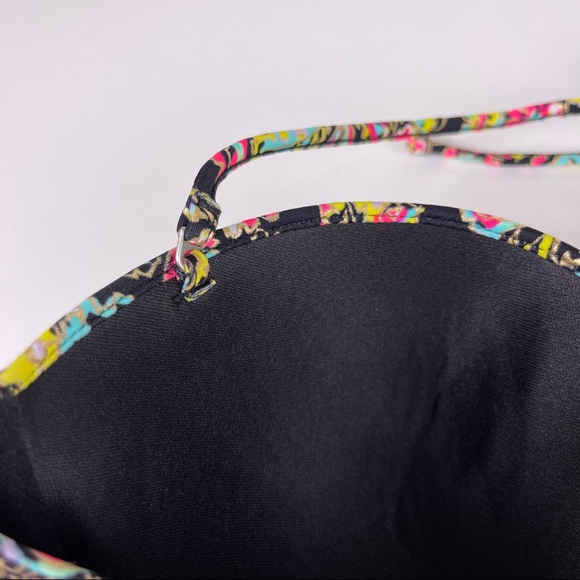 Victoria's Secret Paisley Colorful Neon Print Push Up Halter Bikini Women's 34DD - Picture 3 of 7